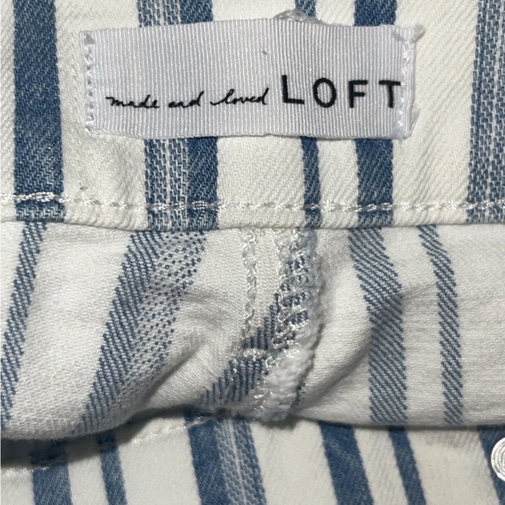 LOFT Women's Sz 6 / 28 Blue & White Striped Denim Cut Off Shorts NWT - Picture 7 of 9
